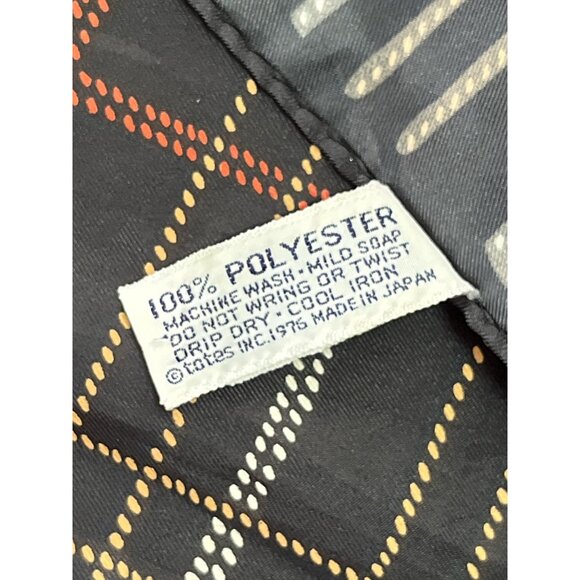 Vintage 1976 Totes Rain Scarf Water Repellent Feather Print Black Gold Red Japan - Picture 4 of 5